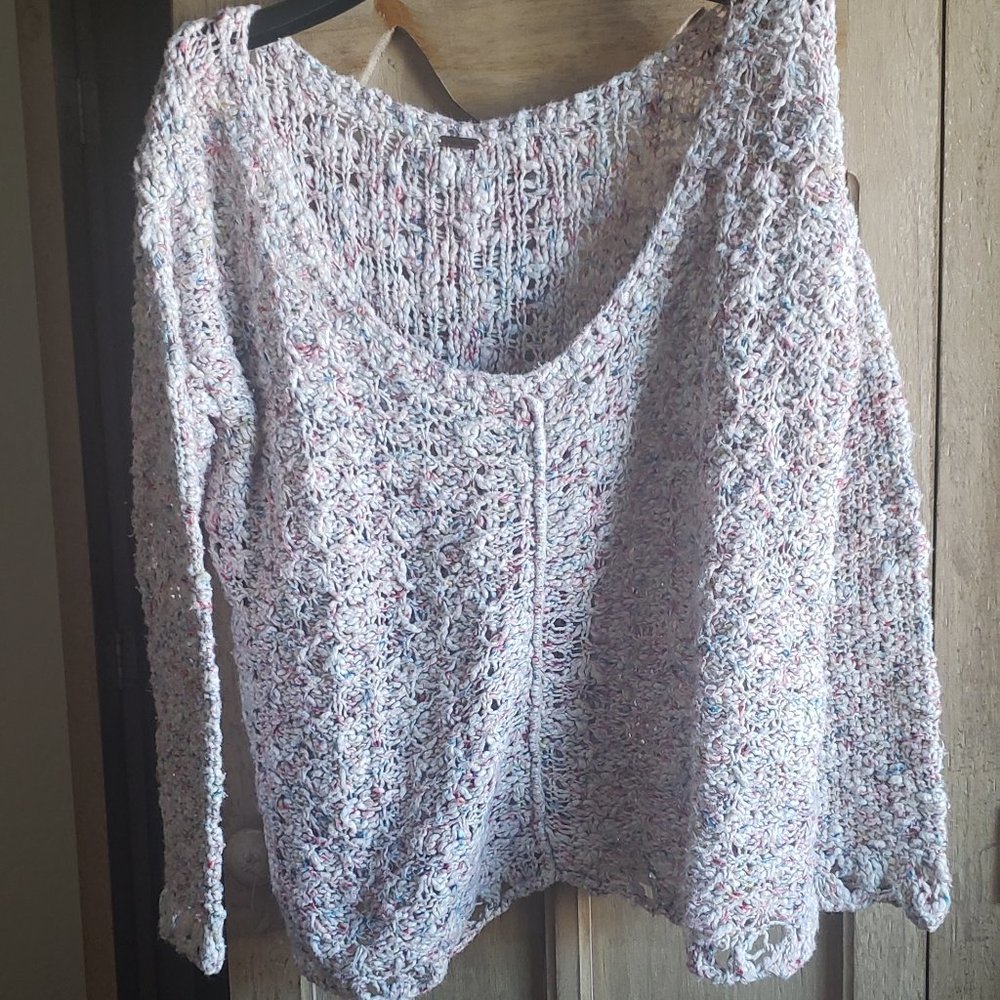 Free People Multicolor Speckled Knit Crop Sweater